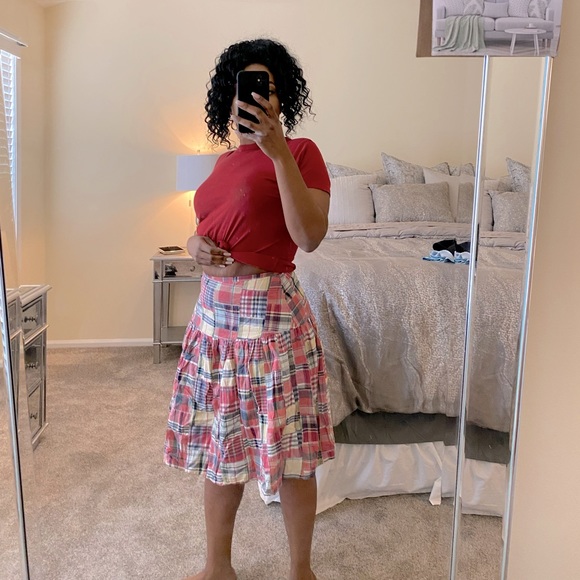 American Living Skirts Vintage Americana Patchwork Tiered Full Summer Plaid Skirt Poshmark